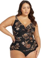 Artesands Chantique Delacroix Cross Front D-G Cup Tankini Top - Black Swim 