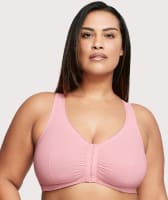 Glamorise Front-Closure Cotton T-Back Wire-Free Comfort Bra - Pink Blush Bras
