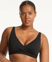 Sea Level Eco Essentials Cross Front Bikini Top - Black Swim