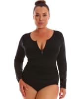 Capriosca Long Sleeve Zip One Piece - Black Swim 10 