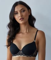 Bendon Me Geometric Lace Full Coverage Contour Bra - Black/Toasted Almond Bras