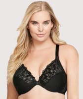 Glamorise Front-Closure T-Back WonderWire Bra - Black Bras 