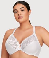 Glamorise Front-Closure T-Back WonderWire Bra - White Bras 