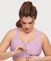 Glamorise Zip Up Front-Closure Sports Bra - Lavender Bras 