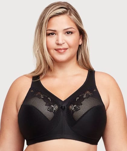 Glamorise MagicLift Minimizer Wire-free Bra - Black Bras 