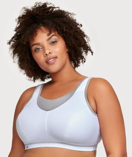 Glamorise No-Bounce Camisole Elite Sports Bra - White/Gray Bras 
