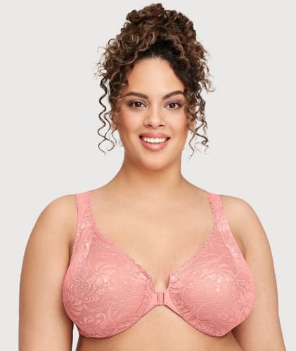 Glamorise WonderWire Front-Closure Stretch Lace Bra - Apricot Bras 