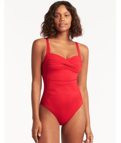 Sea Level Eco Essentials Twist Front A-DD Cup One Piece Swimsuit - Red Swim 
