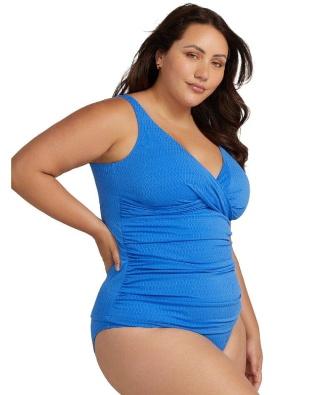 Artesands Nefertiti Delacroix Cross Front D-G Cup Tankini Top - Blue Swim