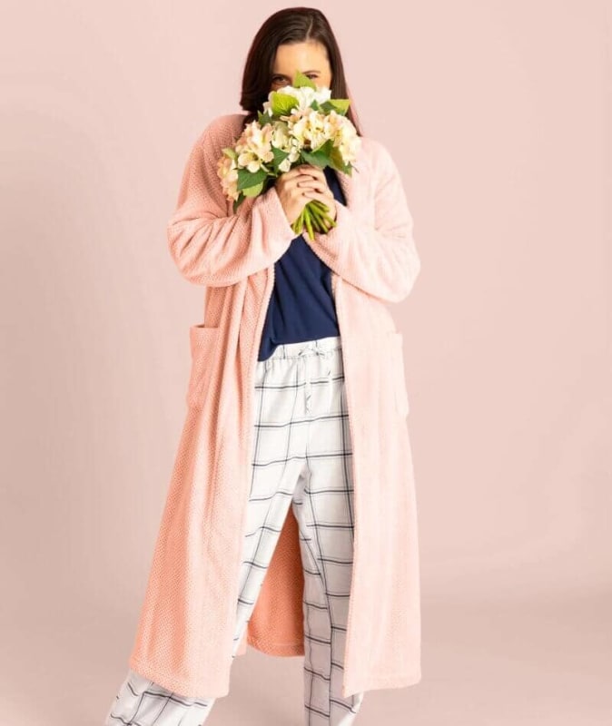 Ava & Audrey Betty Jacquard Fleece Robe - Blush Sleep / Lounge 