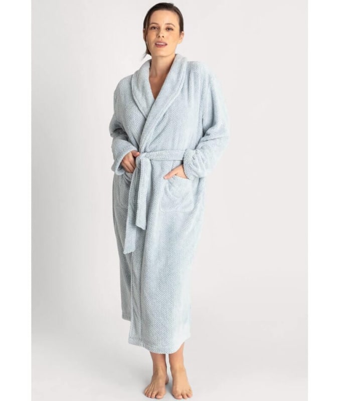 Ava & Audrey Betty Jacquard Fleece Robe - Denim Sleep / Lounge