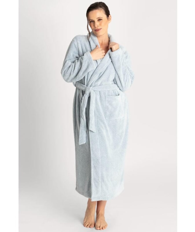 Ava & Audrey Betty Jacquard Fleece Robe - Denim Sleep / Lounge