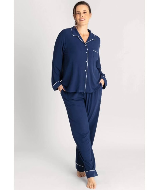 Ava & Audrey Maddison Knit Lounge PJ Set - Navy Sleep / Lounge
