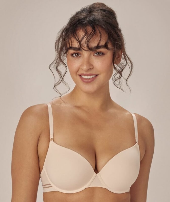 Me. by Bendon Stripe Elastic & Papertouch Demi Bra - Silver Peony Bras