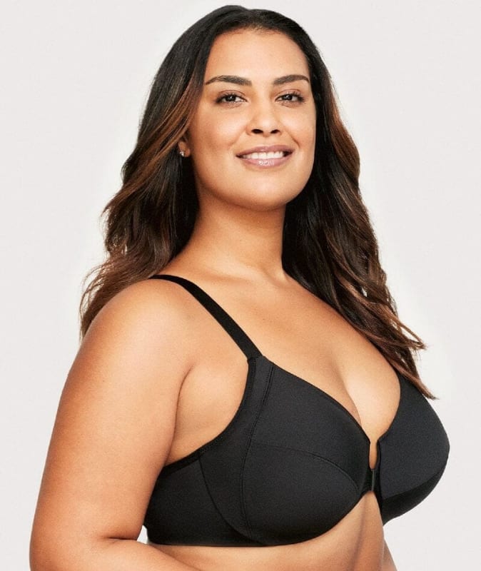 Glamorise Front-Closure Smoothing WonderWire Bra - Black Bras