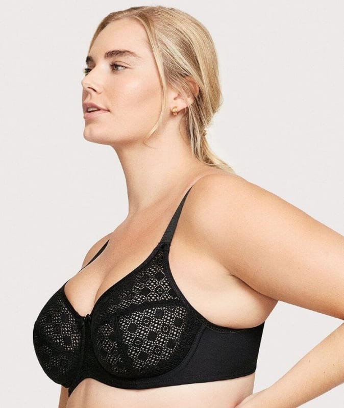 Glamorise Lace Comfort WonderWire Bra - Black Bras
