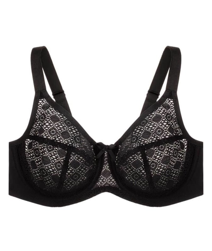 Glamorise Lace Comfort WonderWire Bra - Black Bras