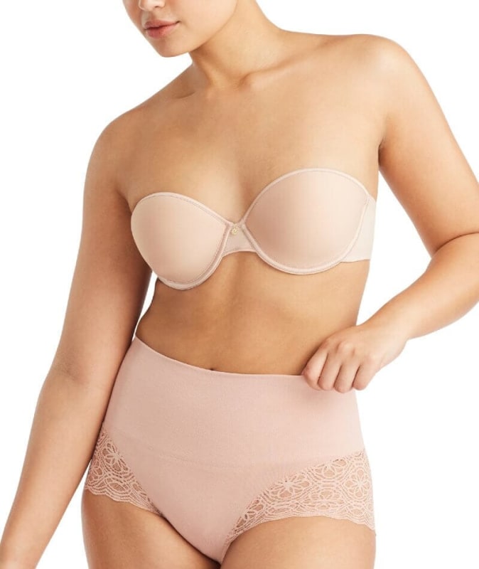 Nancy Ganz Bamboo & Lace Waisted Brief - Mahogany Shapewear