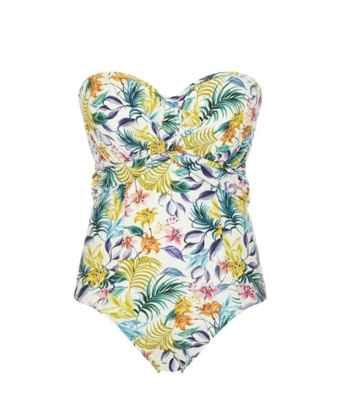 Panache Swimwear Botanical Padded Bandeau One Piece Swimsuit - Floral Swim