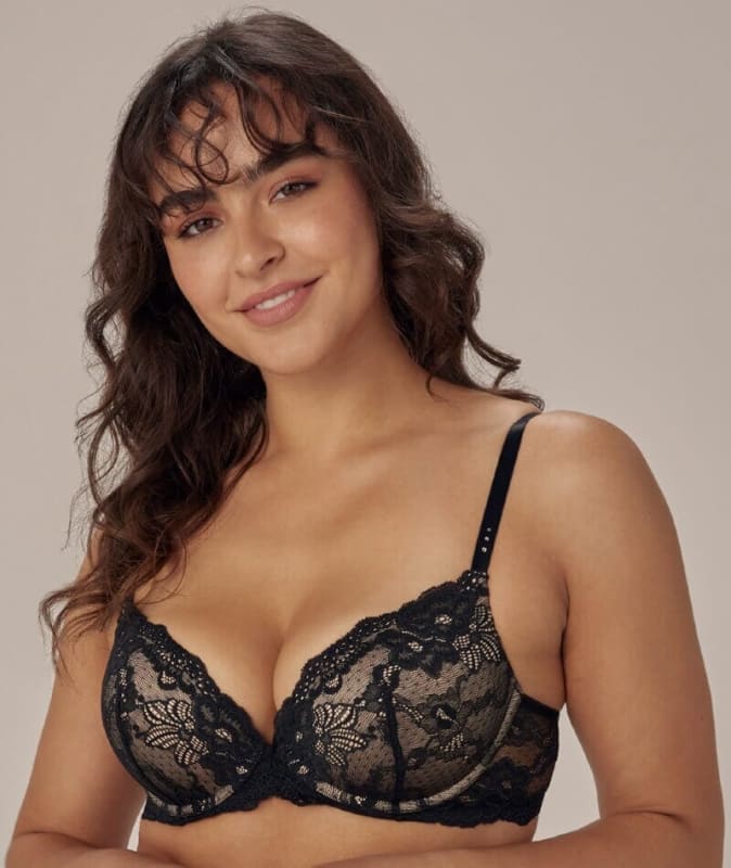 Pleasure State My Fit Lace Plunge Bra - Black Bras
