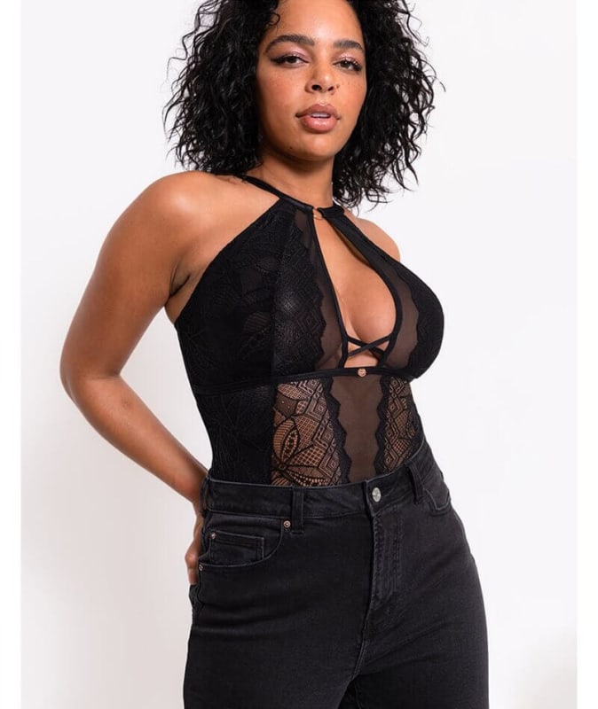 Scantilly Opulence Stretch Lace Bodysuit - Black Bodysuits & Basques