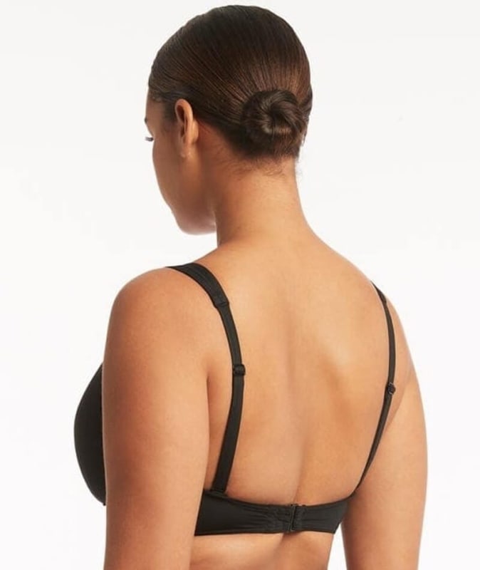 Sea Level Eco Essentials Cross Front Bikini Top - Black Swim