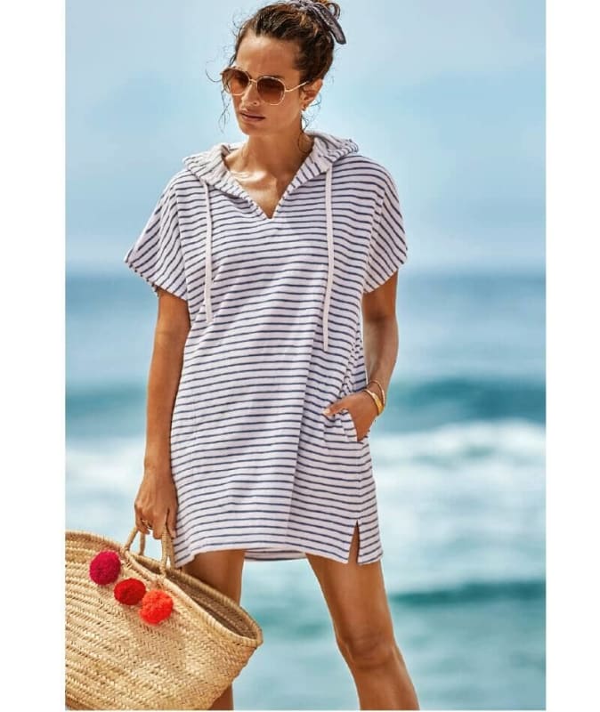 Sea Level Overswim Surf Poncho - Denim Stripe Swim 