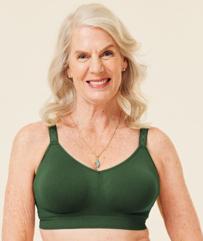 Sugar Candy Fuller Bust Seamless F-Hh Cup Wire-Free Lounge Bra - Forest Green Bras