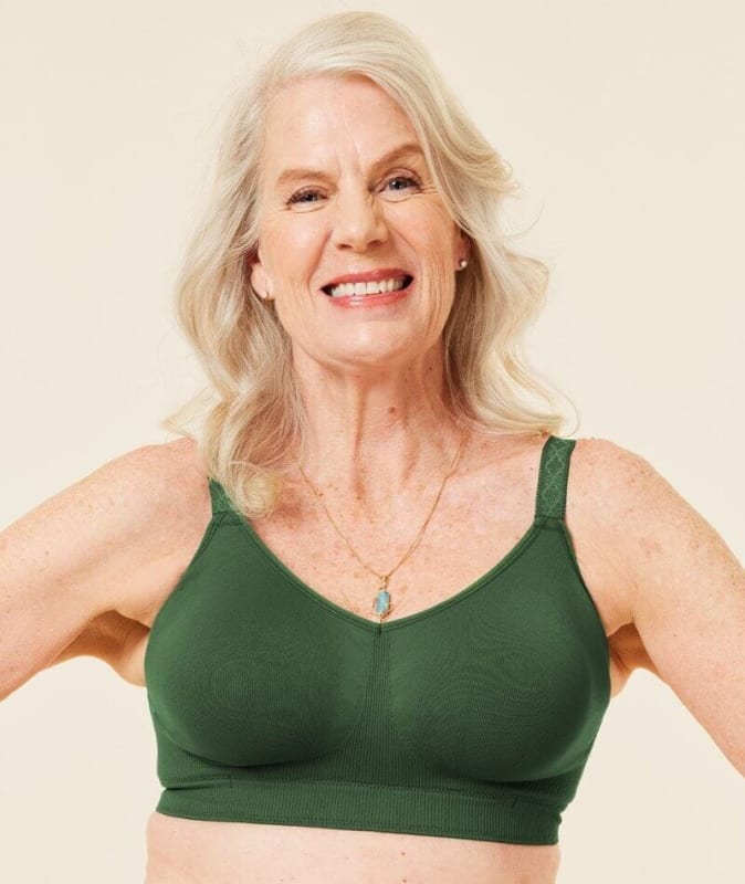 Sugar Candy Fuller Bust Seamless F-Hh Cup Wire-Free Lounge Bra - Forest Green Bras