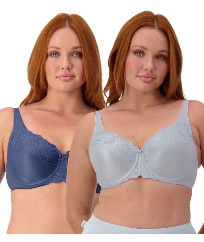 Triumph Embroidered Minimiser Bra 2 Pack - Indigo/Pearl Bras