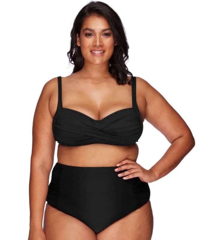 Artesands Rouched Side High Waist Brief - Black Swim