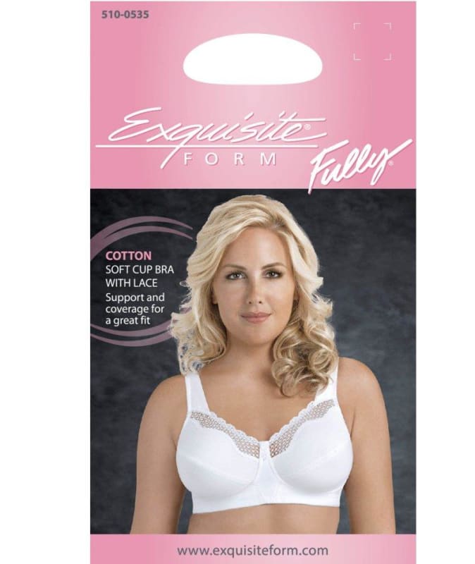 Exquisite Form Fully Cotton Soft Cup Bra With Lace - White Bras
