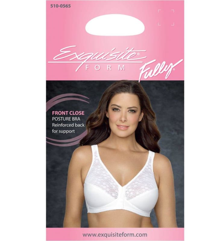Exquisite Form Fully Front Close Posture Bra With Lace - White Bras