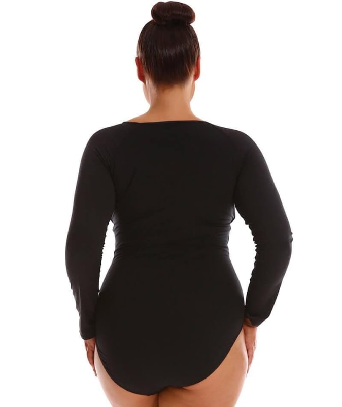 Capriosca Long Sleeve Zip One Piece - Black Swim