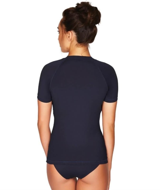 Sea Level Essentials Short Sleeved B-E Cup Rash Vest - Full Zipper - Night Sky Navy Swim