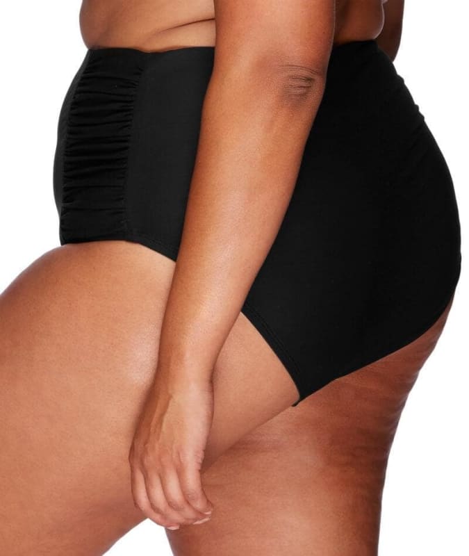 Artesands Rouched Side High Waist Brief - Black Swim