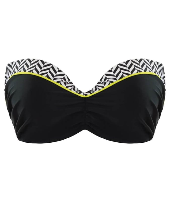 Curvy Kate Hypnotic Bandeau Bikini Top - Monochrome/Olive Swim 