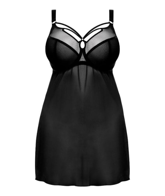 Elomi Sachi Black Underwired Babydoll - Black Babydoll / Chemise