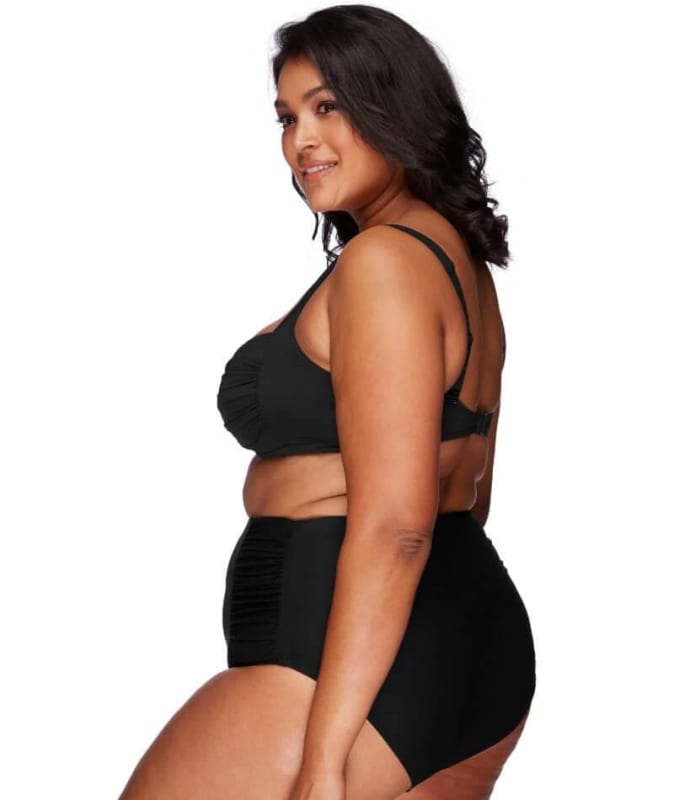 Artesands Rouched Side High Waist Brief - Black Swim