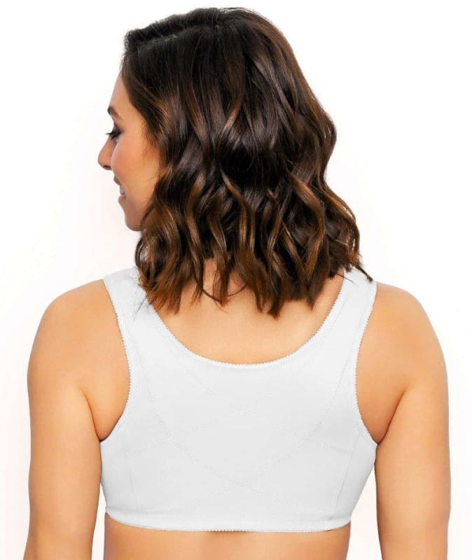 Exquisite Form Fully Front Close Cotton Posture Bra With Lace - White Bras