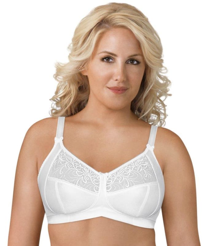 Exquisite Form Fully Soft Cup Bra With Embroidered Mesh - White Bras 14C White