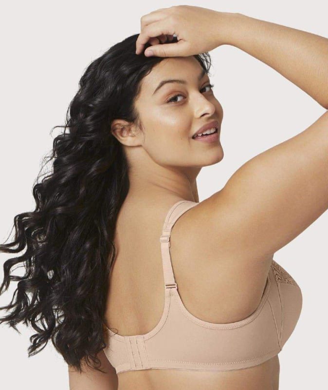 Glamorise Low Cut WonderWire Lace Bra - Cafe Bras