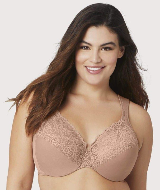 Glamorise Low Cut WonderWire Lace Bra - Cappuccino Bras