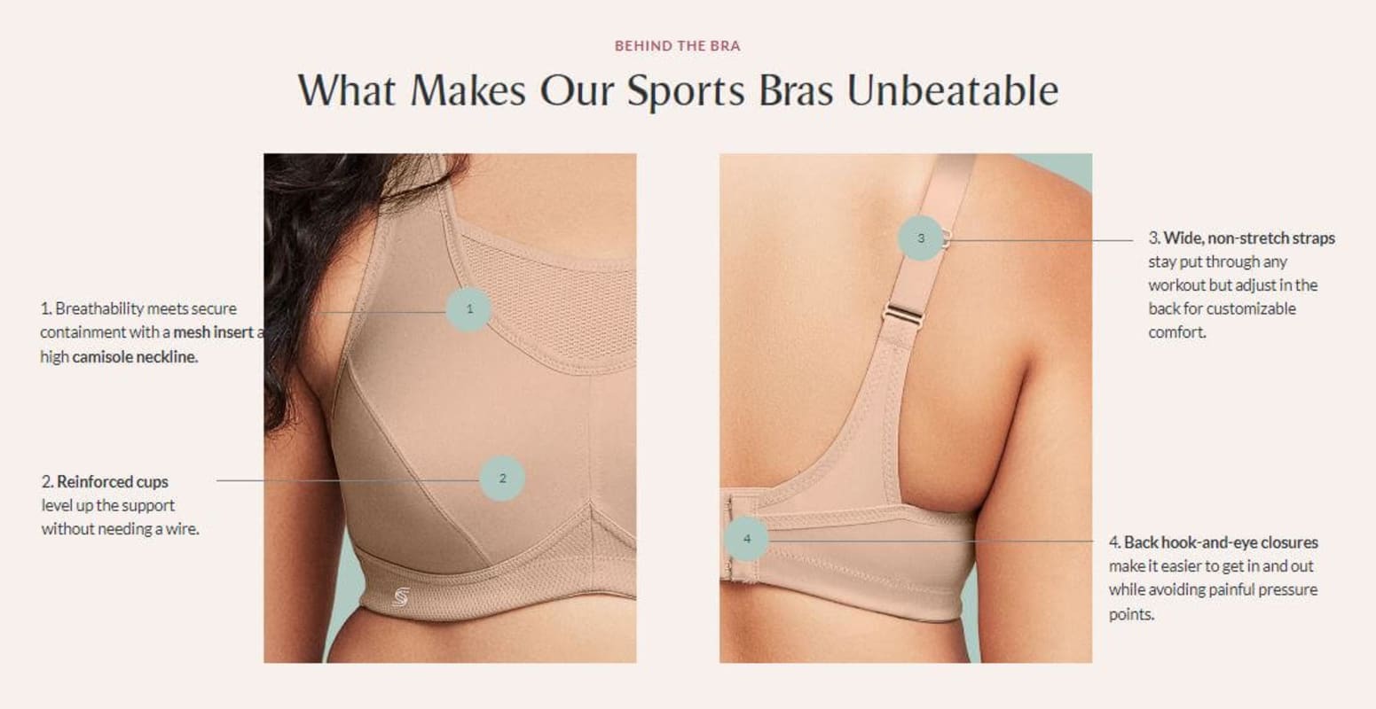 Glamorise No-Bounce Camisole Sports Bra - Gray/Yellow Bras