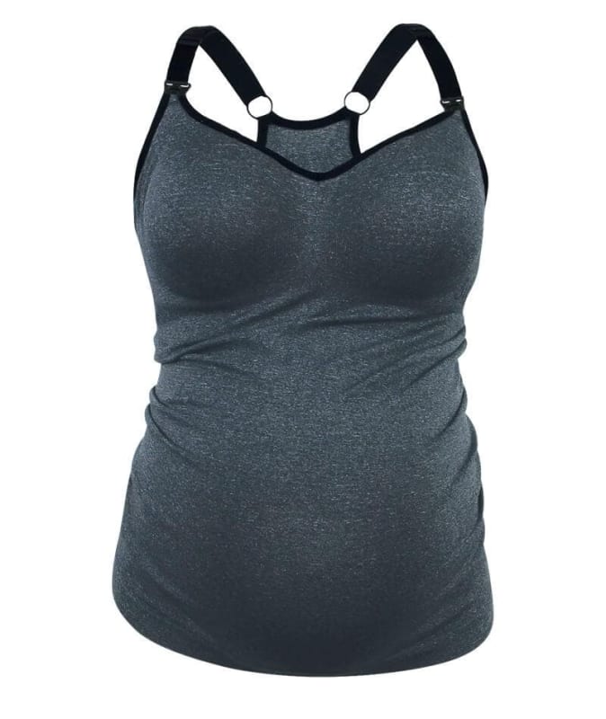 Sugar Candy Fuller Bust Seamless F-HH Cup Nursing Tank - Charcoal Sleep