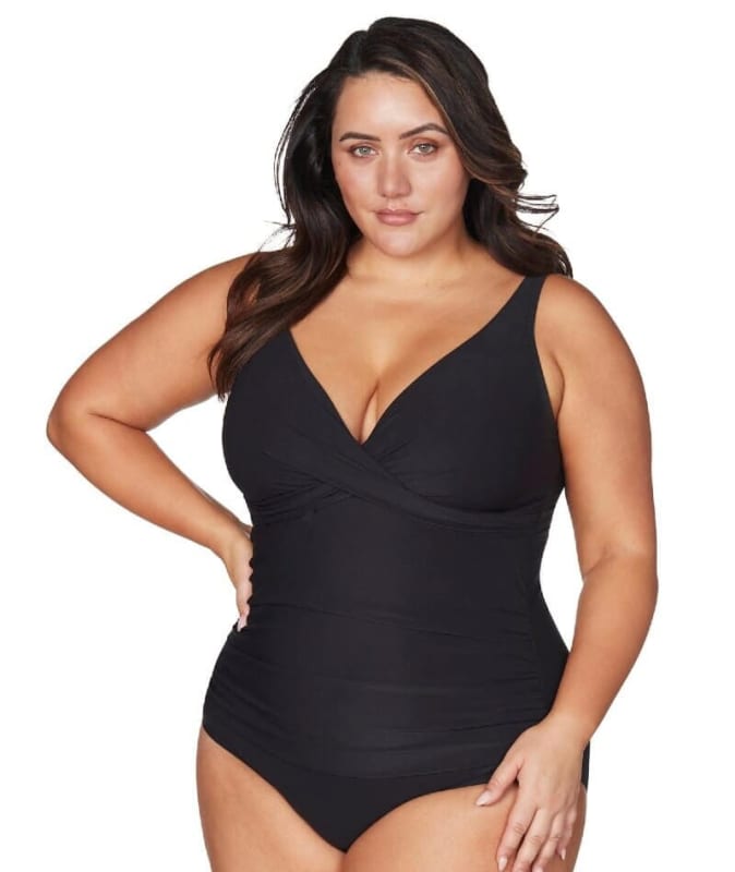 Artesands Recycled Hues Delacroix Cross Front D-G Cup One Piece Swimsuit - Black Swim
