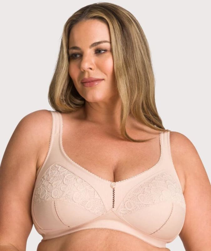 Ava & Audrey Sophia Cotton & Lace Wire-free Bra - Cappuccino Bras