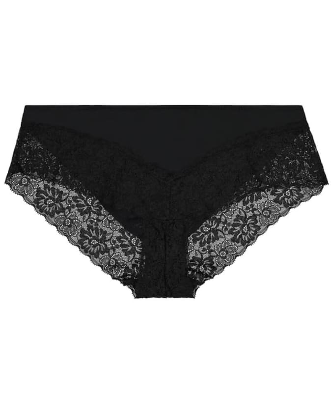 Bendon Everyday Lace Trim Brazilian Brief - Black Knickers