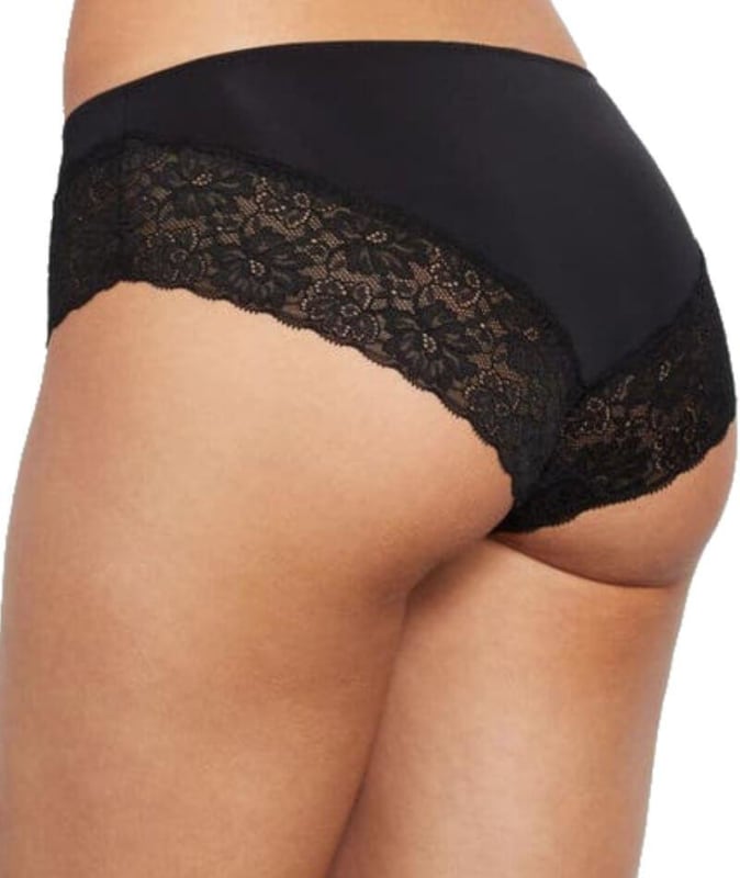 Bendon Everyday Lace Trim Brazilian Brief - Black Knickers