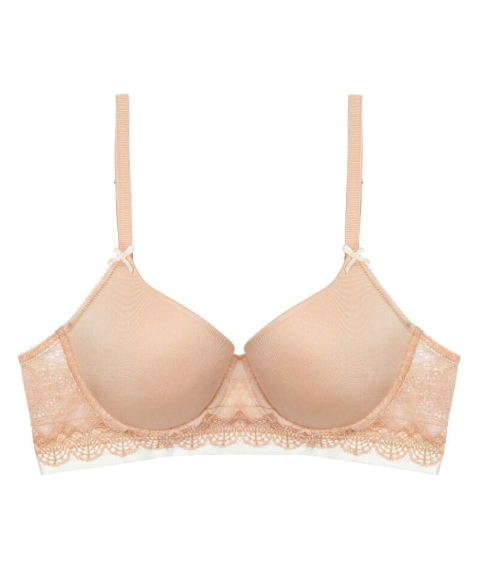 Me. by Bendon Geometric Lace Full Coverage Contour Bra - Toasted Almond/Pristine Bras 